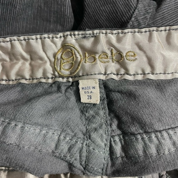 Bebe Charcoal Gray Corduroy Pants Rhinestone - Picture 9 of 12